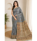 Tasar Gheecha Sataple Silk Saree for Women | Handcrafted Screen Print | Traditional Ethnic Wear | 6.5 Meter with Blouse Piece