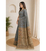 Tasar Gheecha Sataple Silk Saree for Women | Handcrafted Screen Print | Traditional Ethnic Wear | 6.5 Meter with Blouse Piece