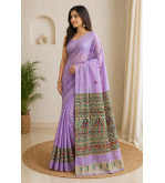 copy of Tasar Gheecha Sataple Silk Saree for Women | Handcrafted Screen Print | Traditional Ethnic Wear | 6.5 Meter with Blouse