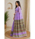 copy of Tasar Gheecha Sataple Silk Saree for Women | Handcrafted Screen Print | Traditional Ethnic Wear | 6.5 Meter with Blouse