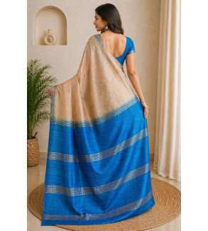 Pure Tasar Gheecha Silk Saree for Women | Handloom Certified | Silk Mark | Traditional Handwoven Saree | 6.5 Meter with Blouse
