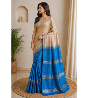 Pure Tasar Gheecha Silk Saree for Women | Handloom Certified | Silk Mark | Traditional Handwoven Saree | 6.5 Meter with Blouse