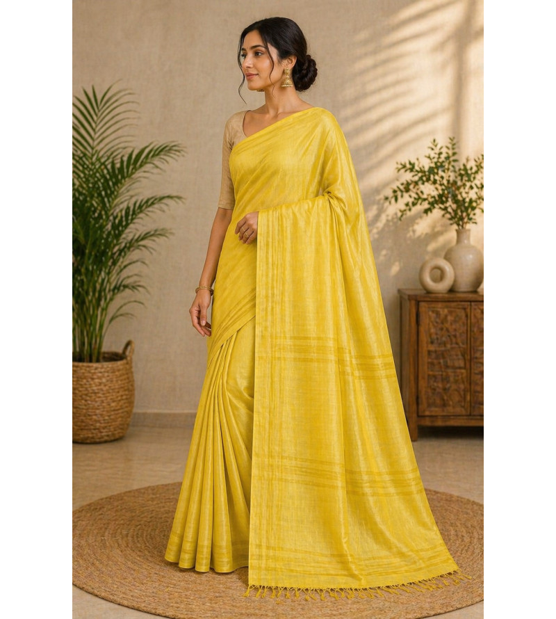 Pure Tasar Silk Dyed Saree for Women | Handloom Certified | Silk Mark | Elegant Traditional Saree with Blouse (6.5m)