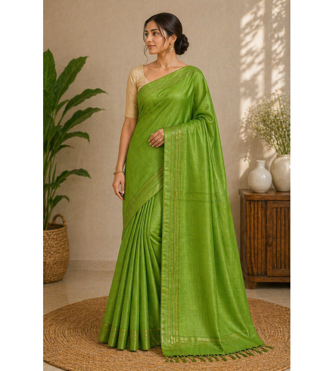 Pure Tasar Silk Dyed Saree for Women | Handloom Certified | Silk Mark | Elegant Traditional Saree with Blouse (6.5m)
