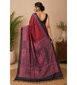 copy of copy of copy of Tasar Gheecha Sataple Silk Saree for Women | Handcrafted Screen Print | Traditional Ethnic Wear | 6.5 Me