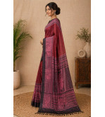 Pure Tasar Gheecha Silk Printed Saree for Women | Handloom Certified | Silk Mark | Traditional Ethnic Saree with Blouse (6.5m)