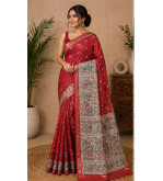 Pure Tasar Tasar Silk Printed Saree for Women | Handloom Certified | Silk Mark | Traditional Ethnic Saree with Blouse