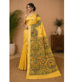 Pure Tasar Tasar Silk Printed Saree for Women | Handloom Certified | Silk Mark | Traditional Ethnic Saree with Blouse