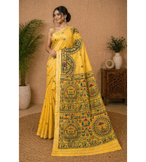Pure Tasar Tasar Silk Printed Saree for Women | Handloom Certified | Silk Mark | Traditional Ethnic Saree with Blouse