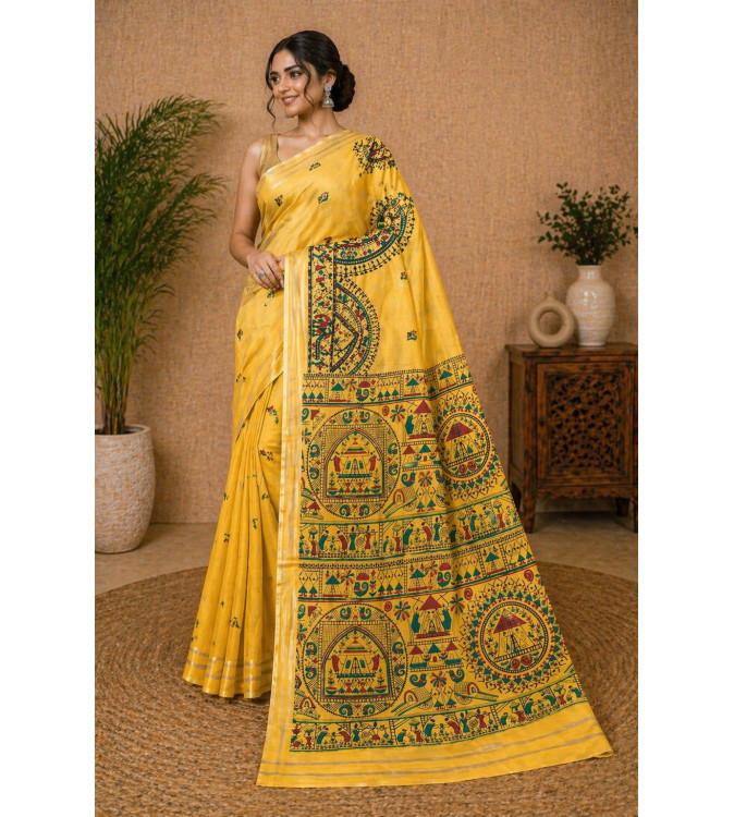 copy of copy of copy of copy of copy of copy of Tasar Gheecha Sataple Silk Saree for Women | Handcrafted Screen Print | Traditio