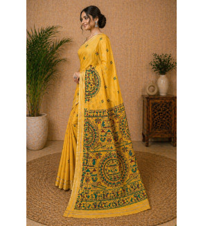 copy of copy of copy of copy of copy of copy of Tasar Gheecha Sataple Silk Saree for Women | Handcrafted Screen Print | Traditio