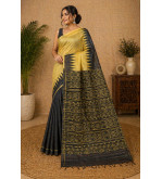 copy of copy of copy of copy of copy of Tasar Gheecha Sataple Silk Saree for Women | Handcrafted Screen Print | Traditional Ethn