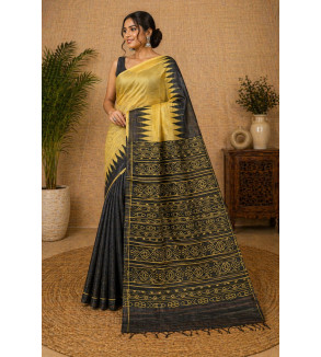 Pure Tasar Tasar Silk Printed Saree for Women | Handloom Certified | Silk Mark | Traditional Ethnic Saree with Blouse