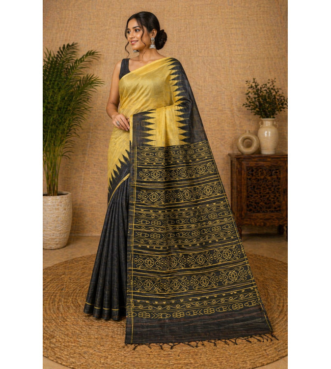 Pure Tasar Tasar Silk Printed Saree for Women | Handloom Certified | Silk Mark | Traditional Ethnic Saree with Blouse