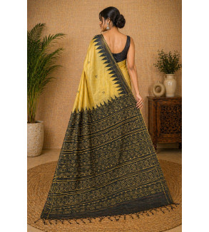 copy of copy of copy of copy of copy of Tasar Gheecha Sataple Silk Saree for Women | Handcrafted Screen Print | Traditional Ethn
