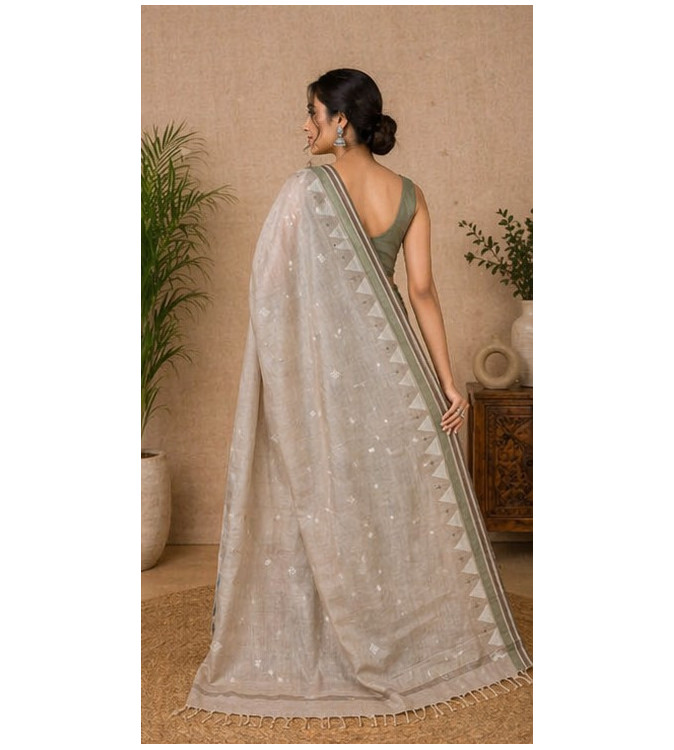 Tasar Tasar Silk Boota Saree | Pure Handloom Silk | Elegant Traditional Saree with Blouse Piece | Silk Mark Certified