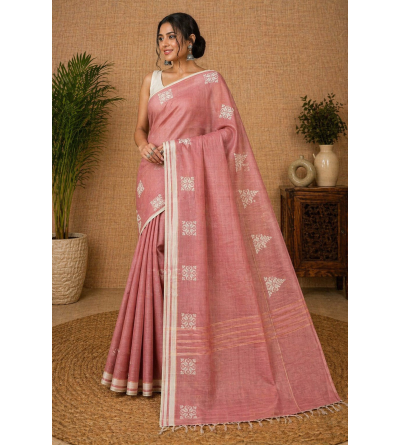 Tasar Tasar Silk Boota Saree | Pure Handloom Silk | Elegant Traditional Saree with Blouse Piece | Silk Mark Certified