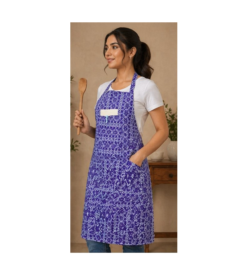 Cotton Kitchen Apron for Women & Men | Double Layer Fabric | Adjustable Neck Strap | Stylish Printed Cooking Apron