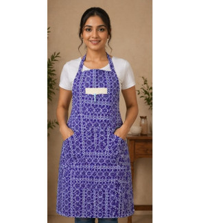 Cotton Kitchen Apron for Women & Men | Double Layer Fabric | Adjustable Neck Strap | Stylish Printed Cooking Apron