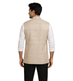 Tasar Gheecha Silk Bandi for Men | Handloom Nehru Jacket | Natural Color | Ethnic Wear | Sizes 44