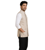 Tasar Gheecha Silk Bandi for Men | Handloom Nehru Jacket | Natural Color | Ethnic Wear | Sizes 44