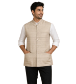 Tasar Gheecha Silk Bandi for Men | Handloom Nehru Jacket | Natural Color | Ethnic Wear | Sizes 44