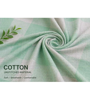Cotton Unstitched Dress Material | Soft Checked Fabric | Breathable Cotton Cloth for Kurti, Shirt & Suit 1mtr