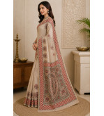copy of copy of copy of copy of copy of Tasar Gheecha Sataple Silk Saree for Women | Handcrafted Screen Print | Traditional Ethn