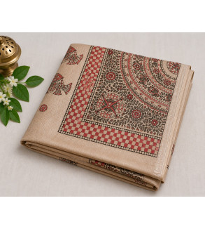 Tasar Tasar Silk Printed Saree for Women | Handloom Certified | Silk Mark | Traditional Ethnic Saree with Blouse