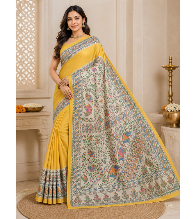 copy of copy of copy of copy of copy of copy of Tasar Gheecha Sataple Silk Saree for Women | Handcrafted Screen Print | Traditio