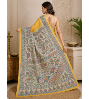 Tasar Tasar Silk Printed Saree for Women | Handloom Certified | Silk Mark | Traditional Ethnic Saree with Blouse