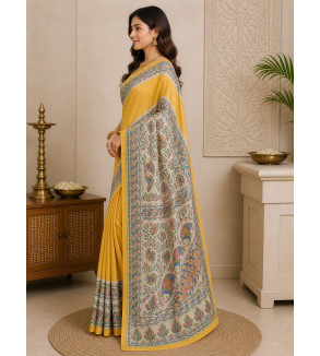 Tasar Tasar Silk Printed Saree for Women | Handloom Certified | Silk Mark | Traditional Ethnic Saree with Blouse
