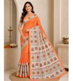 Tasar Tasar Silk Printed Saree for Women | Handloom Certified | Silk Mark | Traditional Ethnic Saree with Blouse