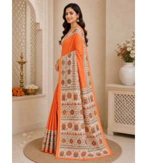 copy of copy of copy of copy of copy of copy of copy of Tasar Gheecha Sataple Silk Saree for Women | Handcrafted Screen Print |
