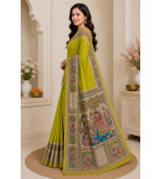 Pure Tasar Gheecha Silk Printed Saree for Women | Handloom Certified | Silk Mark | Traditional Ethnic Saree with Blouse