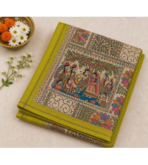 Pure Tasar Gheecha Silk Printed Saree for Women | Handloom Certified | Silk Mark | Traditional Ethnic Saree with Blouse