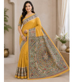Tasar Eri Silk Printed Saree for Women | Handloom Certified | Silk Mark | Traditional Ethnic Saree with Blouse