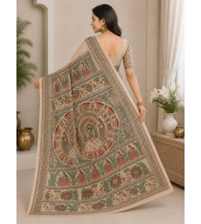 copy of copy of copy of copy of copy of copy of Tasar Gheecha Sataple Silk Saree for Women | Handcrafted Screen Print | Traditio