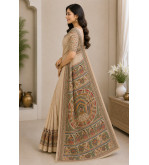 Tasar Tasar Silk Printed Saree for Women | Handloom Certified | Silk Mark | Traditional Ethnic Saree with Blouse