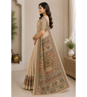 copy of copy of copy of copy of copy of copy of Tasar Gheecha Sataple Silk Saree for Women | Handcrafted Screen Print | Traditio