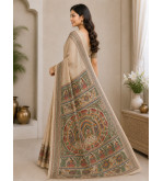 Tasar Tasar Silk Printed Saree for Women | Handloom Certified | Silk Mark | Traditional Ethnic Saree with Blouse