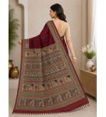 Tasar Tasar Silk Printed Saree for Women | Handloom Certified | Silk Mark | Traditional Ethnic Saree with Blouse