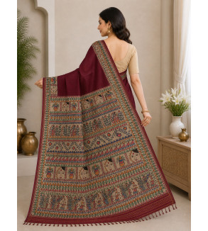 copy of copy of copy of copy of copy of copy of copy of Tasar Gheecha Sataple Silk Saree for Women | Handcrafted Screen Print |