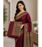 copy of copy of copy of copy of copy of copy of copy of Tasar Gheecha Sataple Silk Saree for Women | Handcrafted Screen Print |