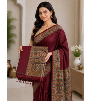 Tasar Tasar Silk Printed Saree for Women | Handloom Certified | Silk Mark | Traditional Ethnic Saree with Blouse