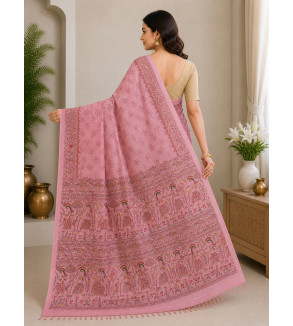 Tasar Tasar Silk Printed Saree for Women | Handloom Certified | Silk Mark | Traditional Ethnic Saree with Blouse